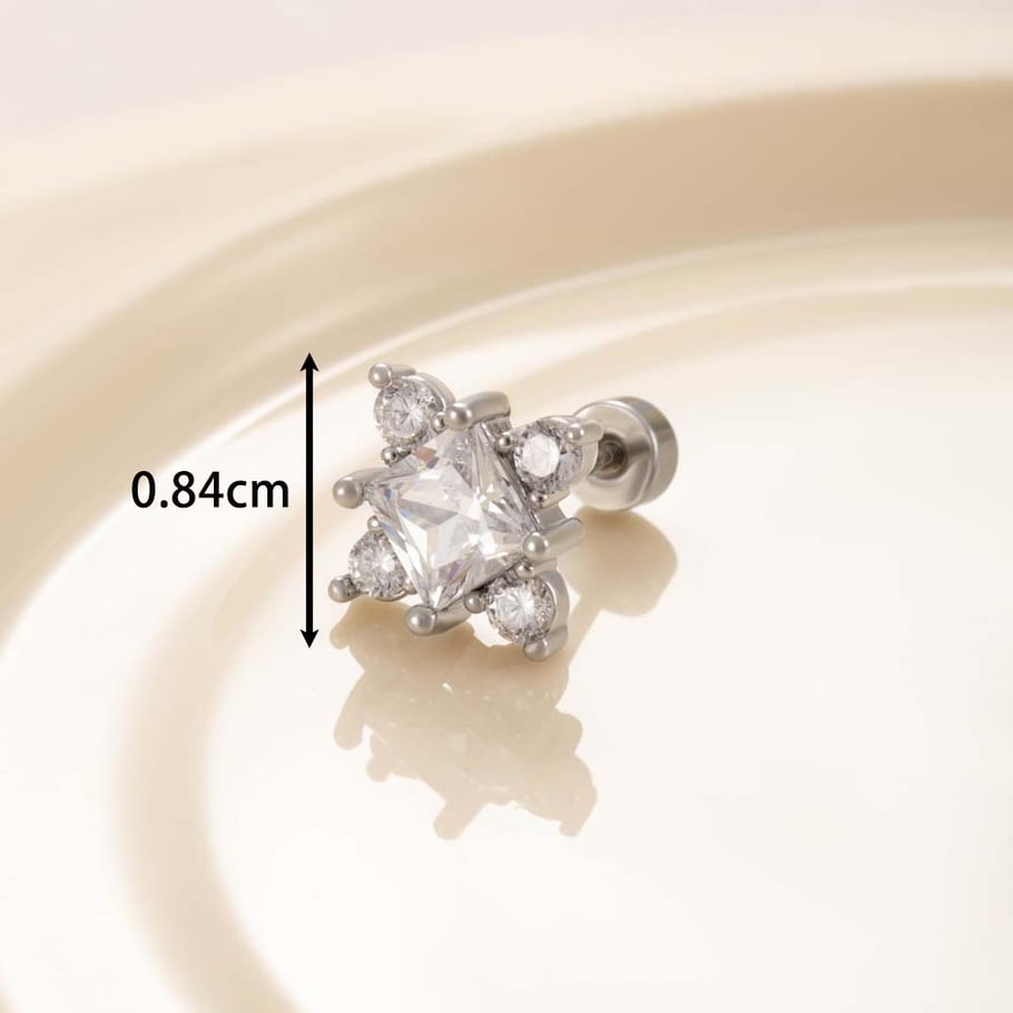 1 Pair Simple Series Simple Geometric Titanium Steel No Plating Material Zircon Women Stud Earrings Picture7