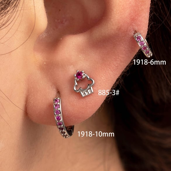 1 par de pendientes de botón de circonita para mujer, serie simple, clásicos, geométricos, de cobre, sin chapado 2