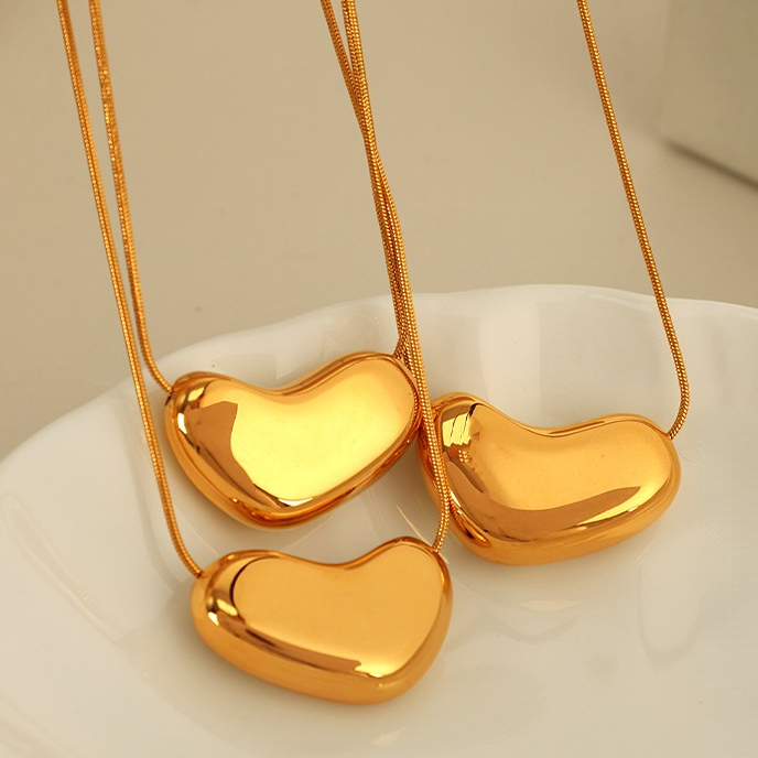 1 Piece Simple Series Simple Heart Stainless Steel 18K Gold Plated Women Pendant Necklaces Picture4