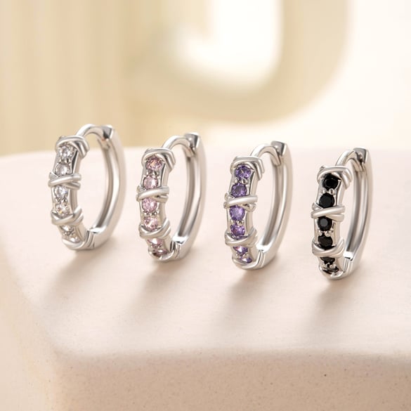 1 paio di orecchini a cerchio da donna in zircone con materiale di placcatura in rame geometrico semplice, serie semplice