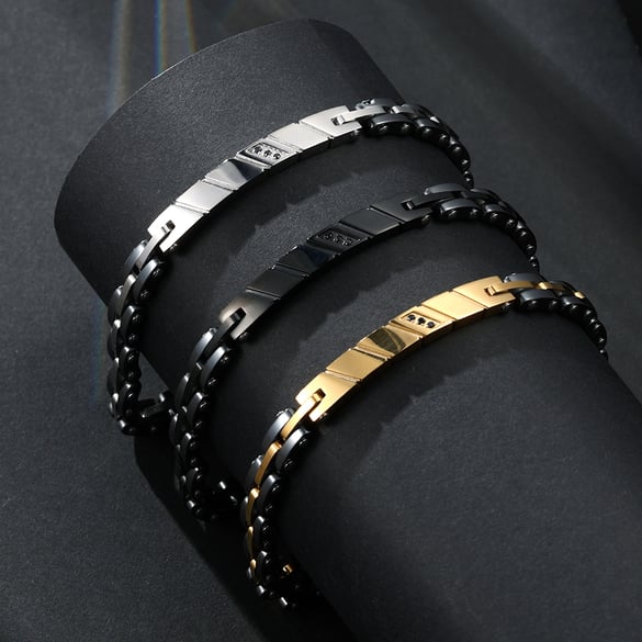 1 Pair Simple Series Simple Geometric Stainless Steel Men's Bracelets 2