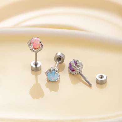 1 Pair Simple Series Classic Geometric Titanium Steel No Plating Material Artificial Gemstone Women Stud Earrings h5 Picture10