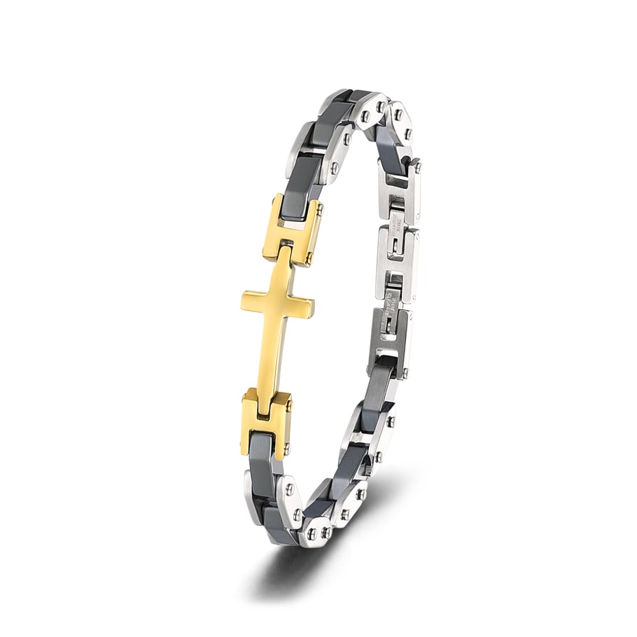 1 Paar Simple Series Simple Cross Edelstahl Herrenarmbänder Bild3