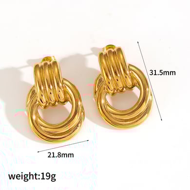 1 Pair Simple Series Daily Stainless Steel 18K Gold Plated Women Stud Earrings h5 Picture5