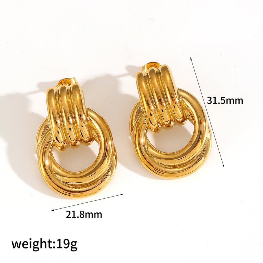 1 Pair Simple Series Daily Stainless Steel 18K Gold Plated Women Stud Earrings Picture5