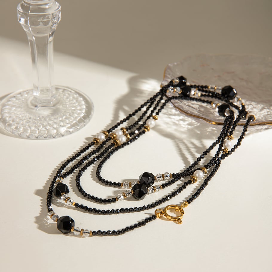 1 Stück Klassische Serie Elegante Perlen Edelstahl 18 Karat vergoldet Naturstein Damen Perlenketten Bild5