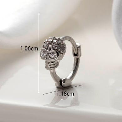 1 Pair Simple Series Classic Skull Copper No Plating Material Zircon Women Hoop Earrings h5 Picture4