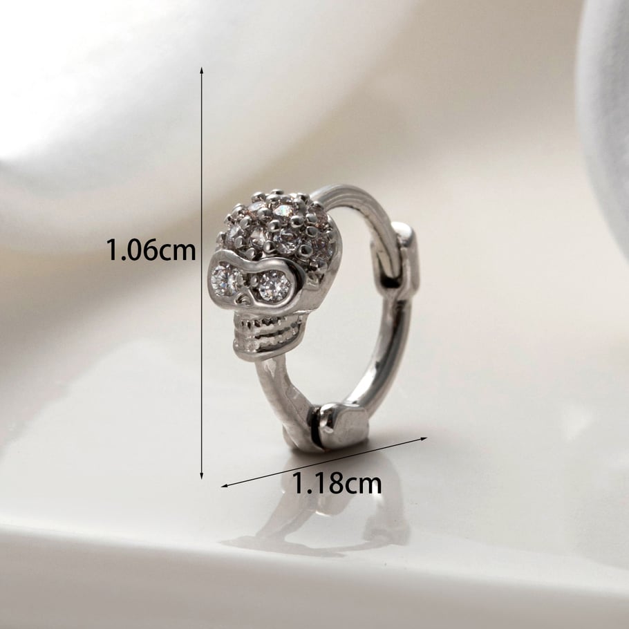 1 Pair Simple Series Classic Skull Copper No Plating Material Zircon Women Hoop Earrings Picture4