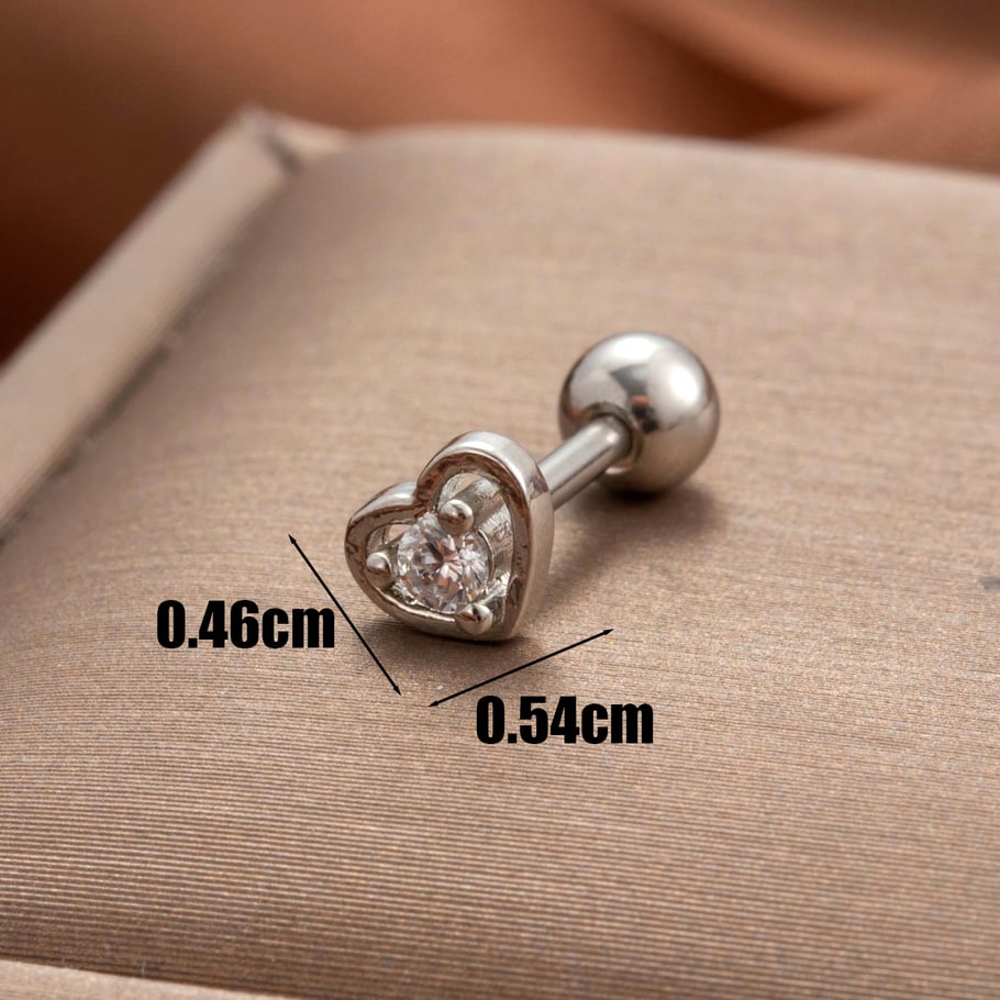 1 Paar Simple Series Klassische Herz Titan Stahl Kein Beschichtungsmaterial Zirkon Damen Ohrstecker Bild3
