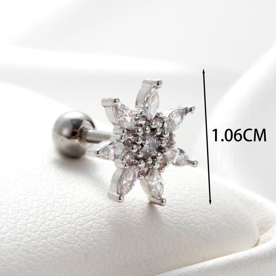 1 Paar Simple Series Klassische Blume Kupfer Kein Beschichtungsmaterial Zirkon Damen Ohrstecker Bild3