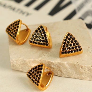 1 Pair Simple Series Simple Geometric Stainless Steel 18K Gold Plated Rhinestone Women Drop Earrings h5 Picture7