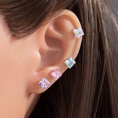 1 Pair Simple Series Simple Geometric Titanium Steel No Plating Material Zircon Women Stud Earrings h5 Picture3