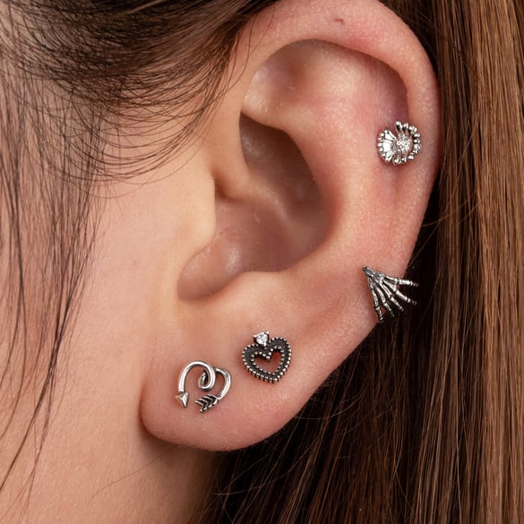 1 Pair Simple Series Classic Heart Titanium Steel No Plating Material Zircon Women Stud Earrings 2