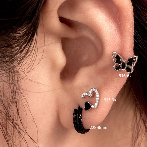 1 Pair Simple Series Classic Heart Titanium Steel No Plating Material Zircon Women Stud Earrings