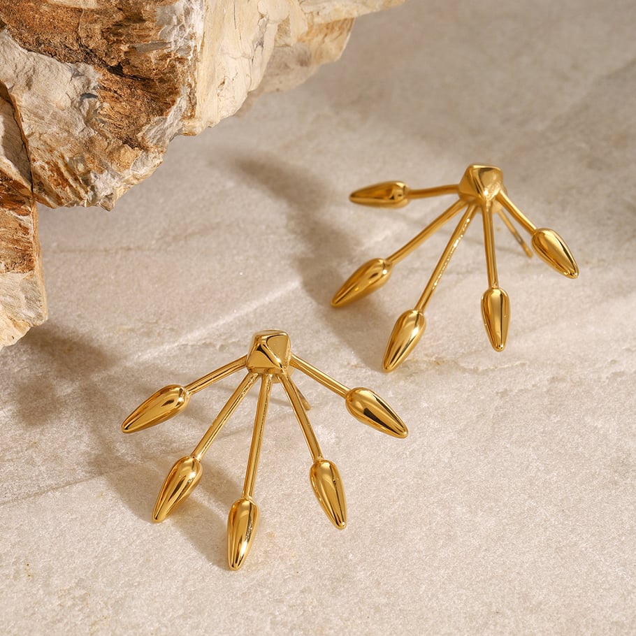 1 Pair Simple Series ins style line Stainless Steel 18K Gold Plated Women Stud Earrings Picture4