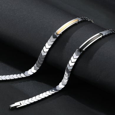 1 Paar einfache geometrische Edelstahl-Herrenarmbänder der Simple-Serie h5 Bild6