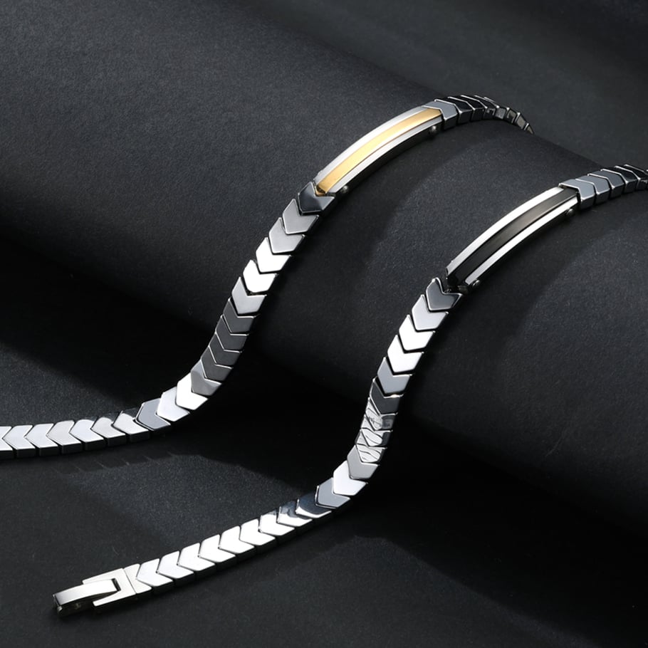 1 Paar einfache geometrische Edelstahl-Herrenarmbänder der Simple-Serie Bild6