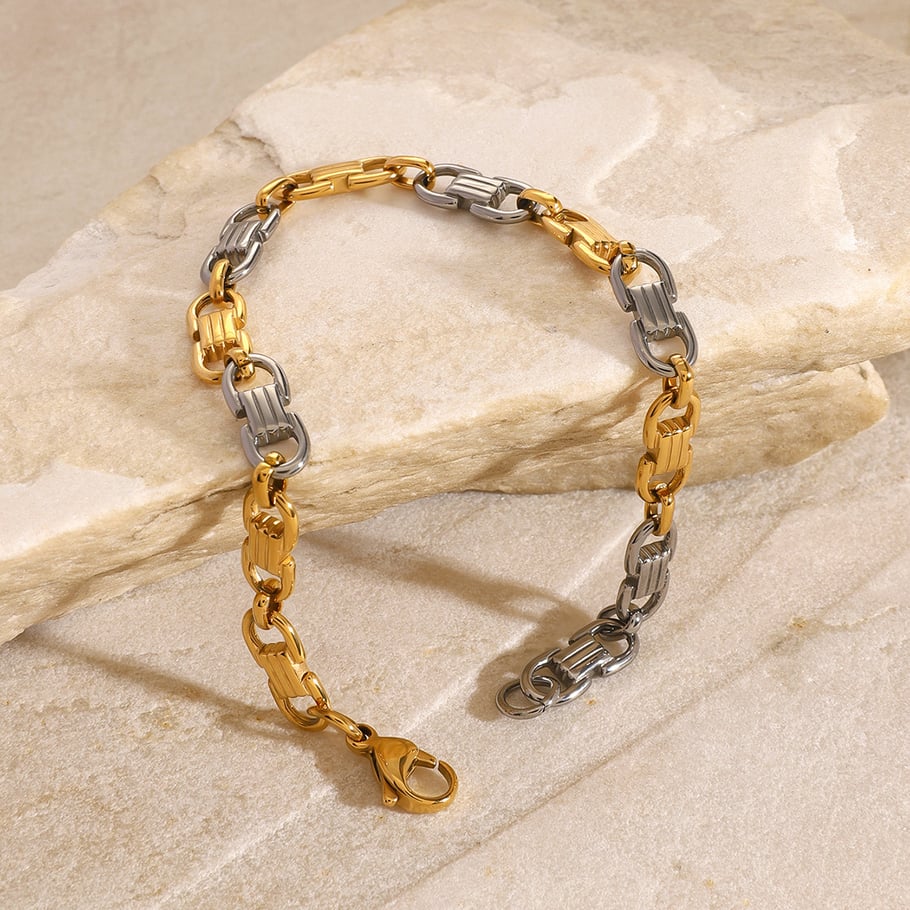 1 Piece Simple Series Casual Geometric Stainless Steel 18K Gold Plated Women Chain Bracelets Picture5