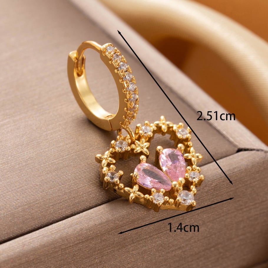 1 Paar Simple Series Klassisches Herz Kupfer Kein Beschichtungsmaterial Zirkon Damen Ohrstecker Bild3