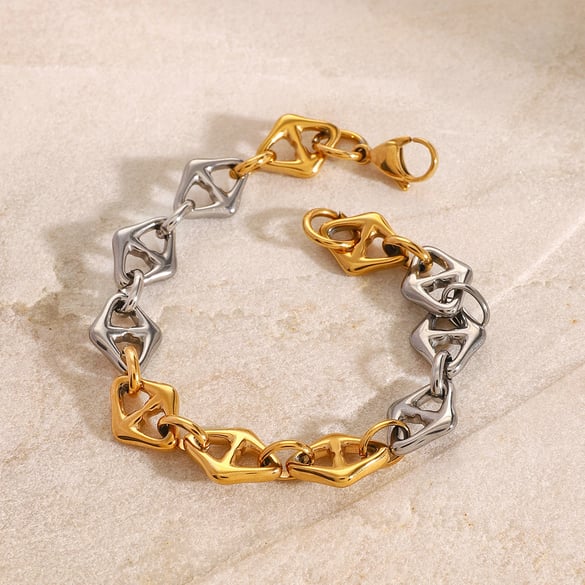 1 Piece Simple Series Casual Geometric Stainless Steel 18K Gold Plated Women Chain Bracelets 2