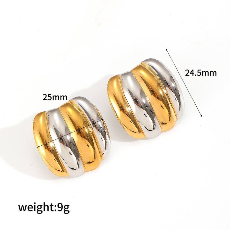 1 Pair Simple Series Simple Geometric Stainless Steel 18K Gold Plated Women Stud Earrings Picture7
