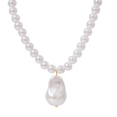 1 Stück Simple Series Retro Beads Edelstahl 18 Karat vergoldete Kunstperle Damen Anhänger Halsketten h5 Bild7