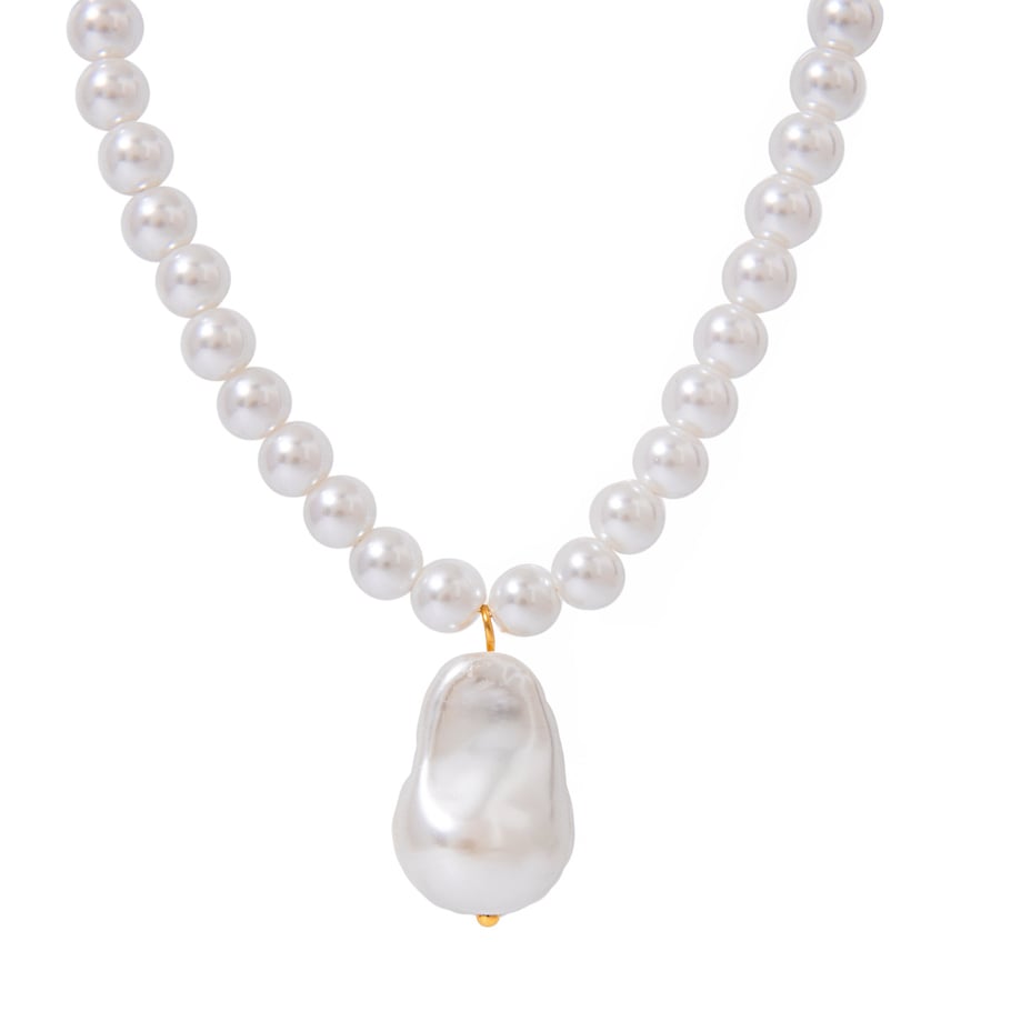 1 Stück Simple Series Retro Beads Edelstahl 18 Karat vergoldete Kunstperle Damen Anhänger Halsketten Bild7