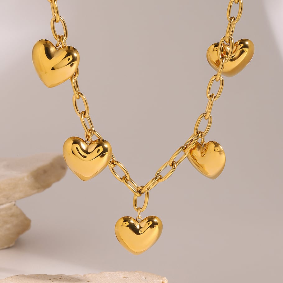 1 Piece Simple Series Sweet Heart Stainless Steel 18K Gold Plated Women Pendant Necklaces Picture5