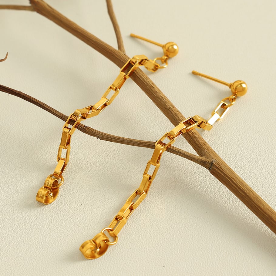 1 Paar Simple Series Einfache Quaste Edelstahl 18 Karat vergoldet Damen Tropfenohrringe Bild9