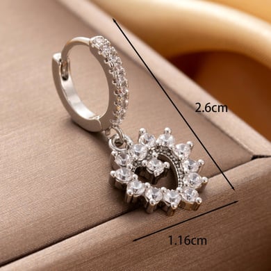 1 Paar Simple Series Klassisches Herz Kupfer Kein Beschichtungsmaterial Zirkon Damen Ohrstecker h5 Bild5