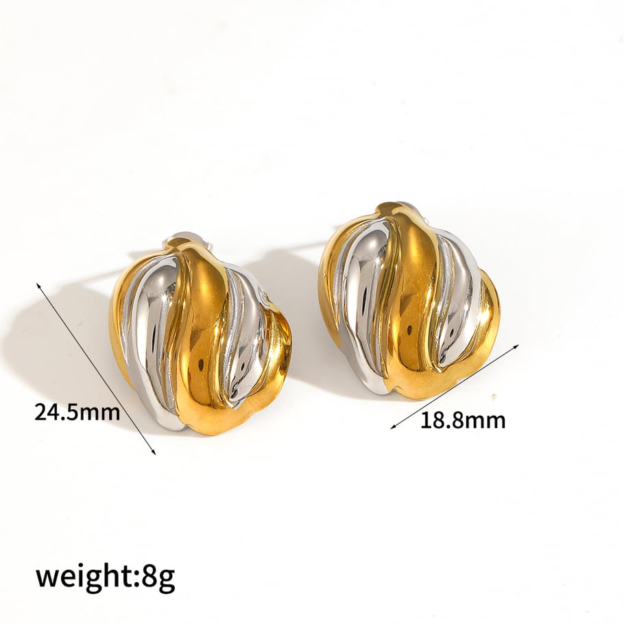 1 Paar Ohrstecker im geometrischen Stil der Classic-Serie aus Edelstahl mit 18 Karat Vergoldung für Damen Bild9