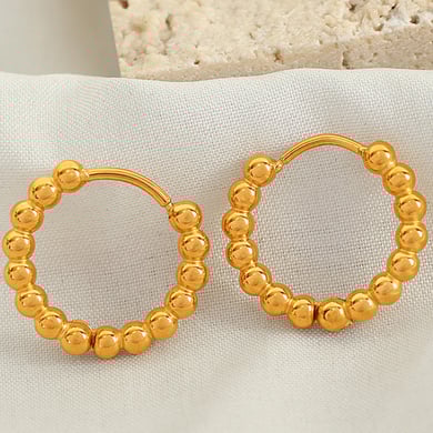 1 Pair Simple Series Classic Geometric Stainless Steel 18K Gold Plated Women Hoop Earrings h5 Picture5
