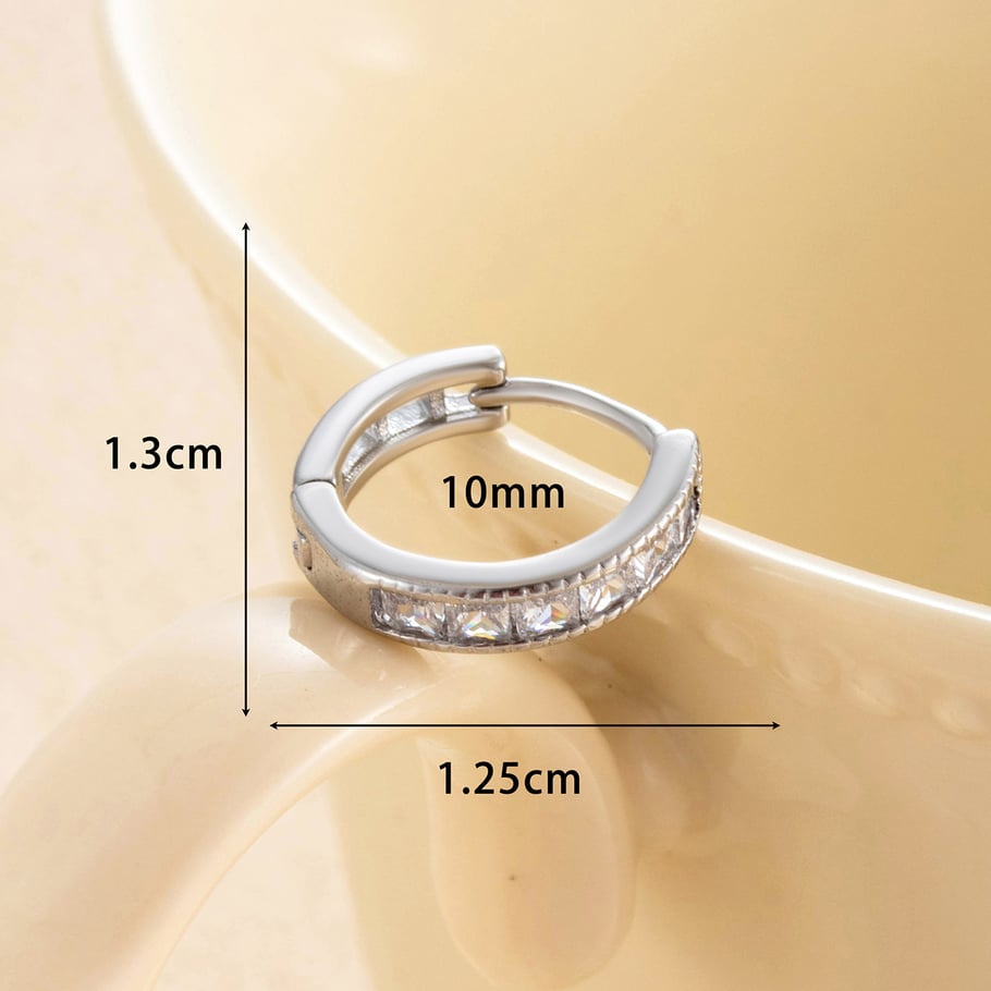 1 Piece Simple Series Classic Geometric Copper No Plating Material Zircon Women Hoop Earrings h5Picture10