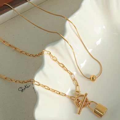1 Piece Simple Series Simple Geometric Stainless Steel 18K Gold Plated Women Layered Necklaces h5 Picture5