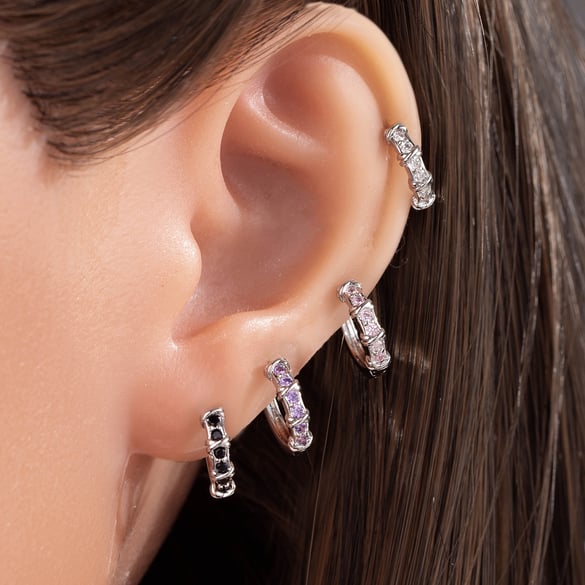 1 paio di orecchini a cerchio da donna in zircone con materiale di placcatura in rame geometrico semplice, serie semplice 2