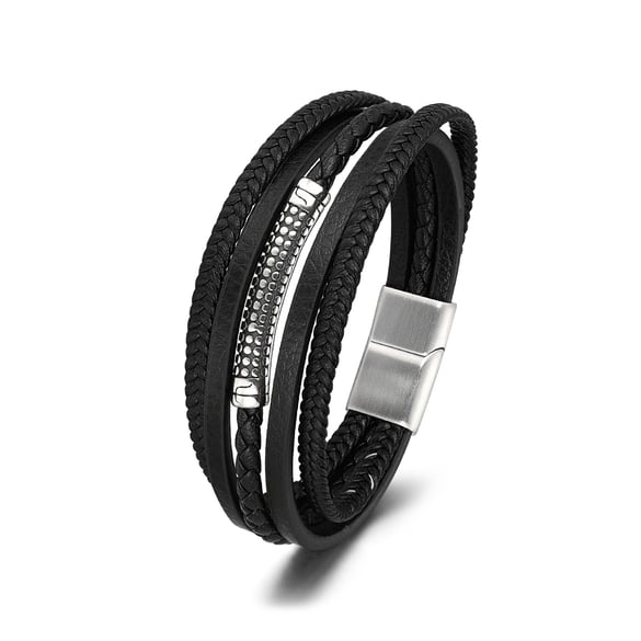 1 par de pulseras de cuero para hombre con diseño geométrico retro de serie simple 2