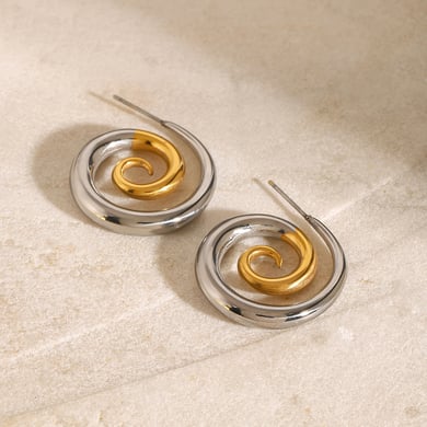 1 Pair Simple Series Europe and America Thread Stainless Steel 18K Gold Plated Women Stud Earrings h5 Picture4