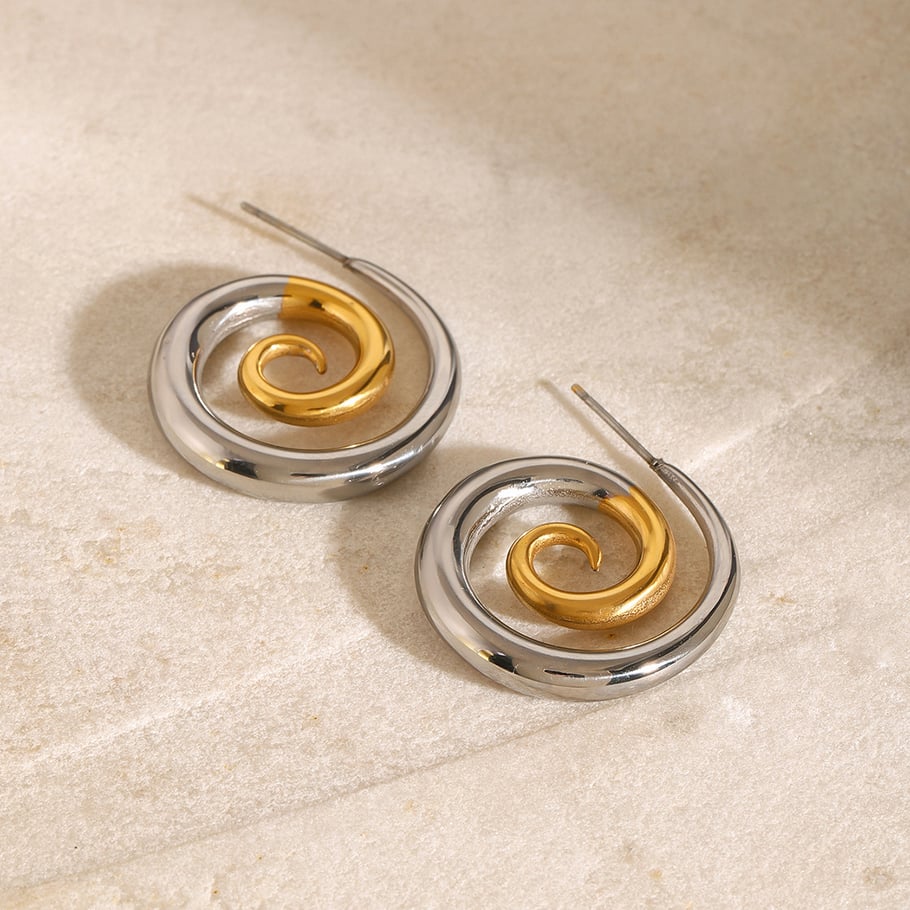 1 Pair Simple Series Europe and America Thread Stainless Steel 18K Gold Plated Women Stud Earrings Picture4