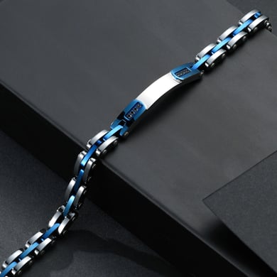 1 Paar einfache Serie lässige geometrische Edelstahl-Herrenarmbänder h5 Bild5