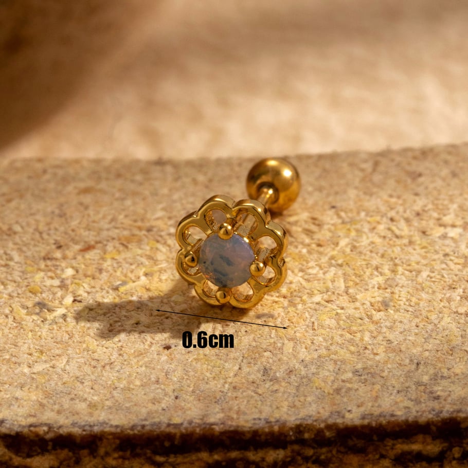 1 Pair Simple Series Classic Flower Titanium Steel No Plating Material Zircon Women Stud Earrings Picture6