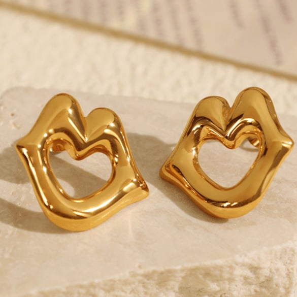 1 Pair Simple Series Simple Geometric Stainless Steel 18K Gold Plated Women Stud Earrings