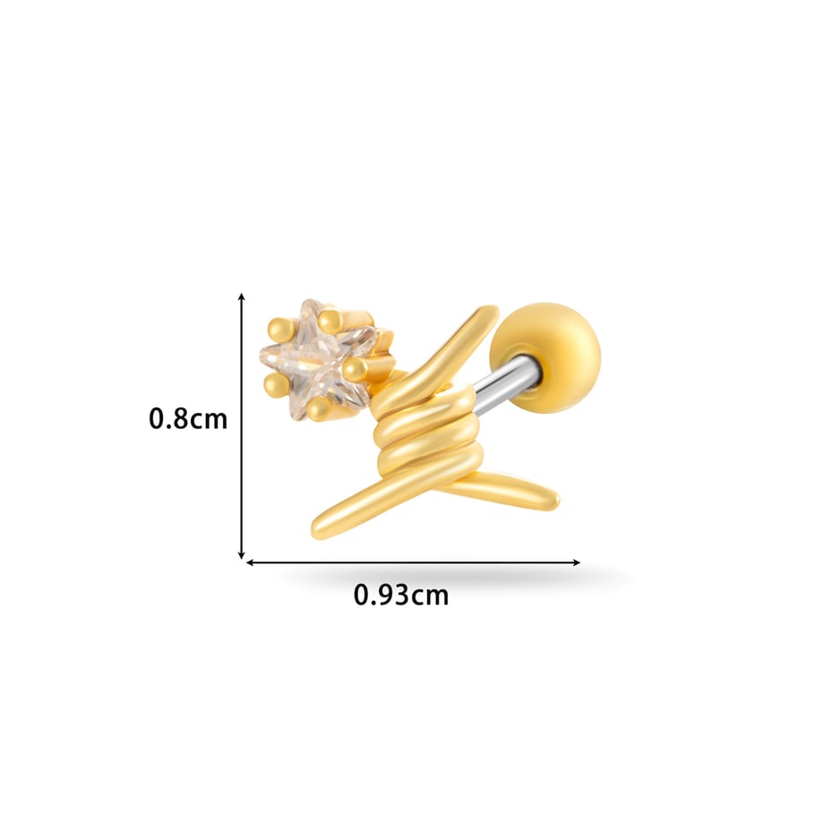 Pendientes de perforación clásicos de acero de titanio y circonita con diseño de reloj de arena para mujer de 1 pieza Imagen2