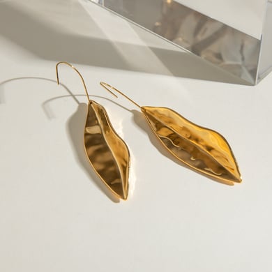 1 Pair Ethnic Series Retro Plant Stainless Steel 18K Gold Plated Women Stud Earrings h5 Picture5