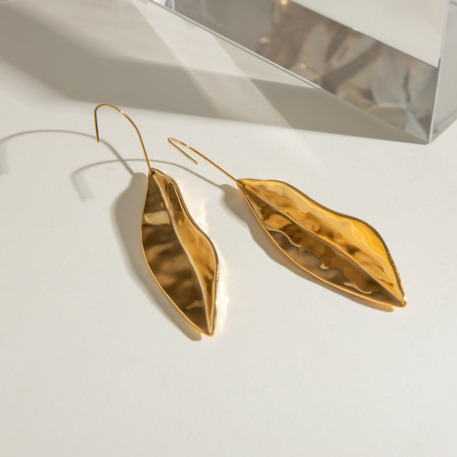 1 Pair Ethnic Series Retro Plant Stainless Steel 18K Gold Plated Women Stud Earrings Picture5