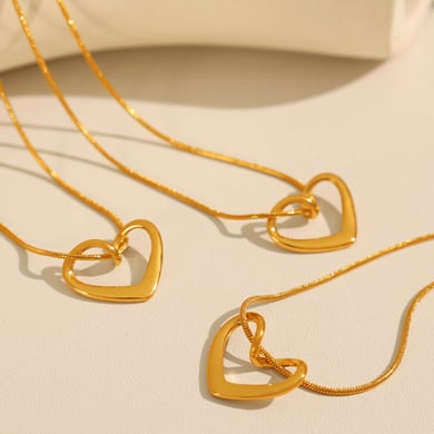 1 Piece Simple Series Simple Heart Stainless Steel 18K Gold Plated Women Pendant Necklaces h5 Picture6