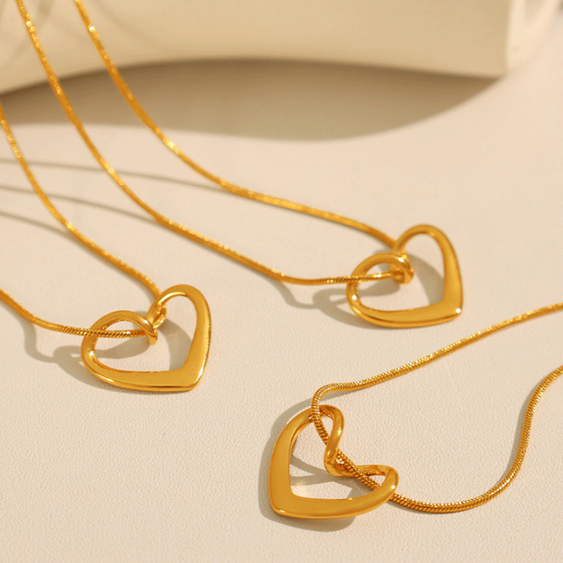 1 Piece Simple Series Simple Heart Stainless Steel 18K Gold Plated Women Pendant Necklaces Picture6