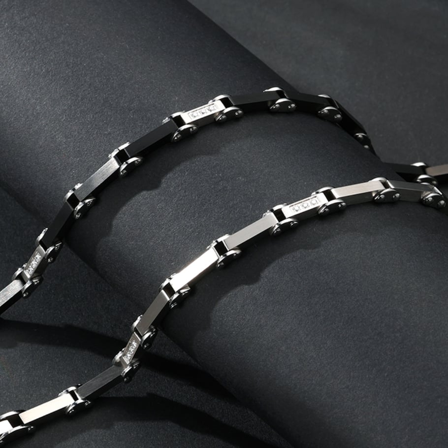1 Paar einfache geometrische Herrenarmbänder aus Edelstahl der Simple-Serie Bild6