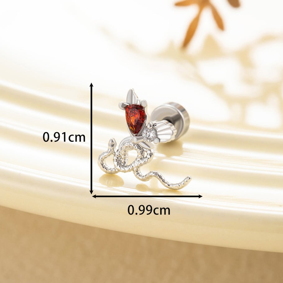 1 Pair Simple Series Classic Animal Titanium Steel No Plating Material Zircon Women Stud Earrings Picture8