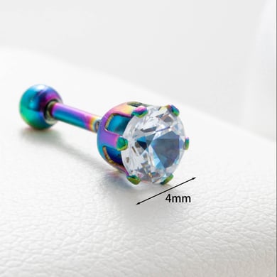1 par de pendientes de botón de acero de titanio geométricos clásicos de serie simple para mujer, sin chapado, con circonitas h5 Imagen5
