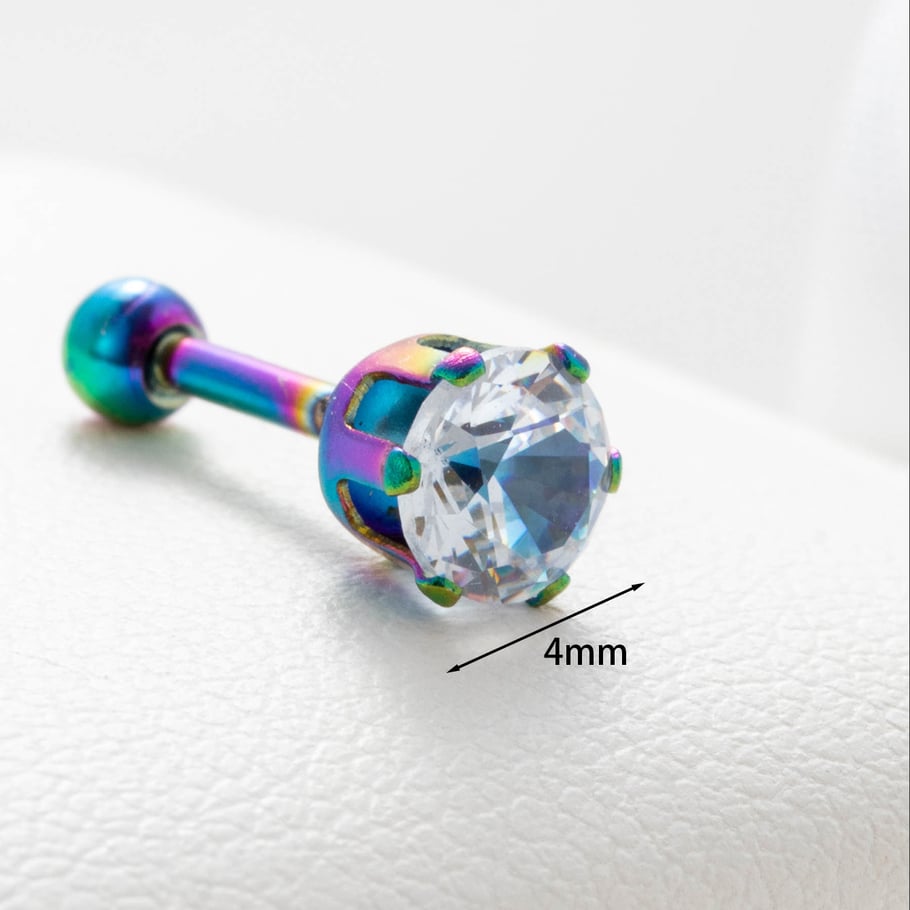 1 par de pendientes de botón de acero de titanio geométricos clásicos de serie simple para mujer, sin chapado, con circonitas Imagen5